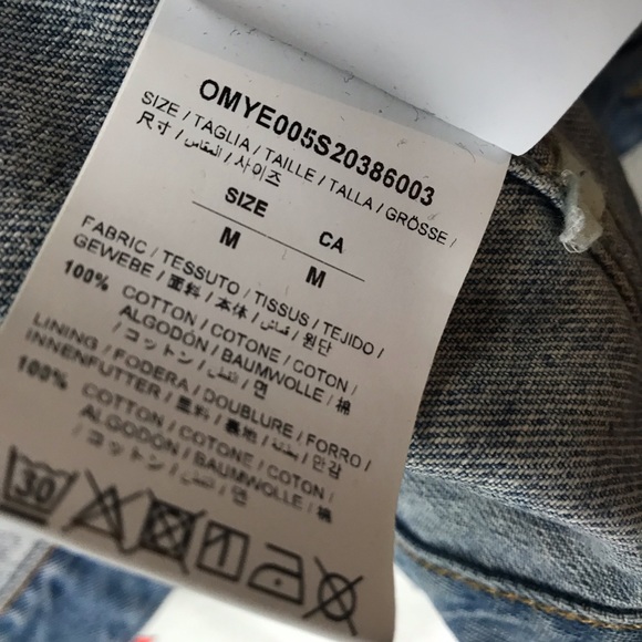 MEN’S OFF -WHITE AIRPORT TAPE DENIM JACKET MAIN LABEL VIRGIL ABLOH SZ MED - Picture 6 of 8